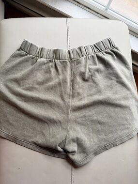 Aerie Elastic-Waist Cozy Shorts in Light-Washed Olive